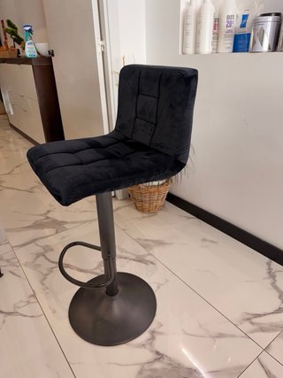 Silla Alta Peluquería/Bar Terciopelo Negro