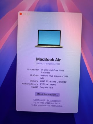 MacBook Air 2020 Intel i5 8GB RAM 512GB SSD