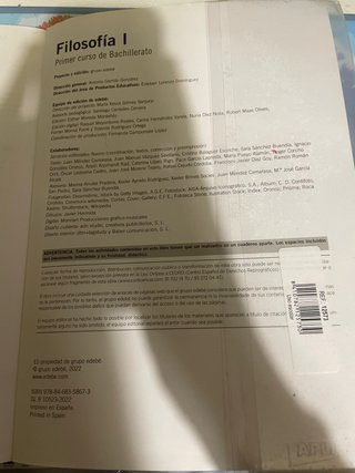 Filosofía 1, primer curso de bachillerato