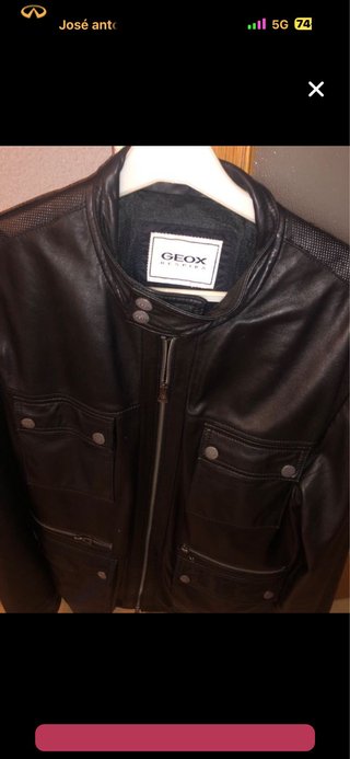 Cazadora Geox Cuero Negra Talla XL