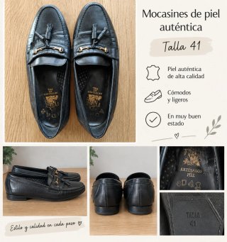 Mocasines de Piel Negros Talla 41