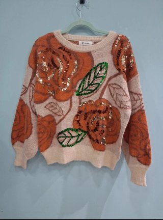 Jersey con Flores y Lentejuelas