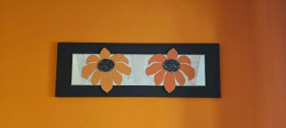 Cuadro Decorativo Flores Naranja y Negro