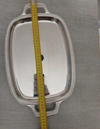 Vassoio Alessi vintage rettangolare con manici