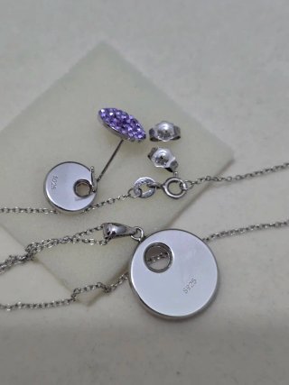 Conjunto de Plata 925 y Cristales Morados