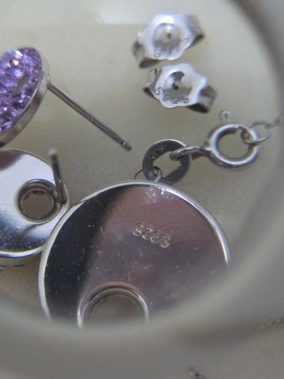 Conjunto de Plata 925 y Cristales Morados