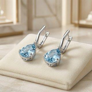Pendientes de Plata de Ley con Aguamarina