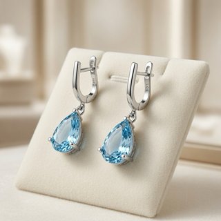 Pendientes de Plata de Ley con Aguamarina