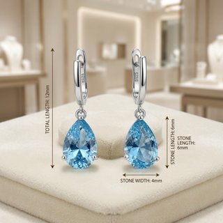 Pendientes de Plata de Ley con Aguamarina