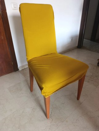 6 Sillas de comedor tela y madera