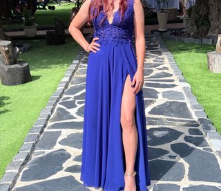 Vestido Largo de Fiesta Azul Eléctrico