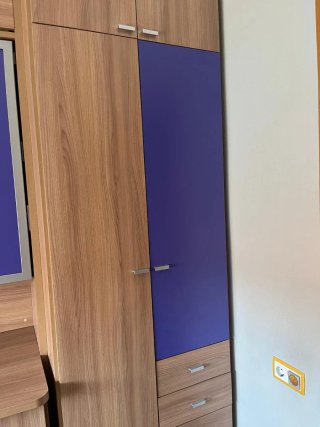 Dormitorio juvenil completo madera y azul