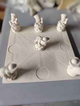 Juego de 3 en raya de marmolina