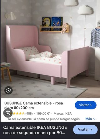 Vendo Cama Infantil Extensible IKEA Rosa