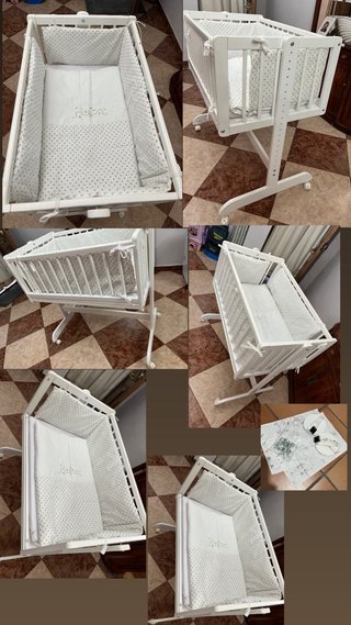 Mini cuna blanca con textil