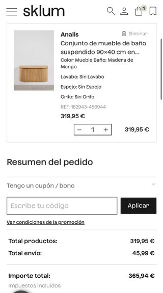 Mueble de lavabo 90cm Sklum NUEVO