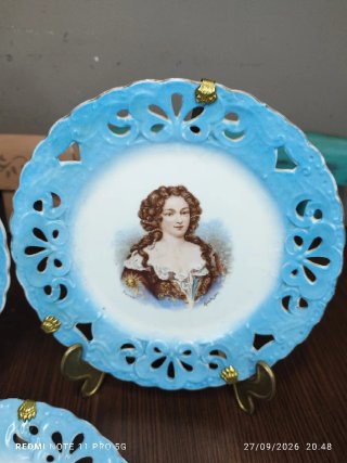 3 Platos Porcelana Calada Antiguos