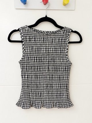 Camiseta vichy fruncido