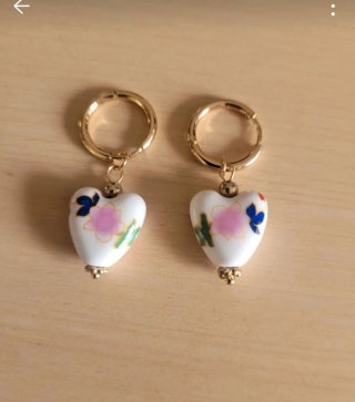 Pendientes aro corazón esmaltado