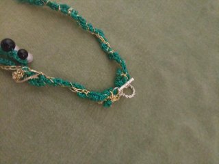 Collar Crochet Mujer Perlas y Cadena Dorada