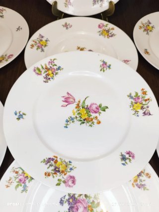 LIMOGES 8 Platos Llanos Porcelana Francesa