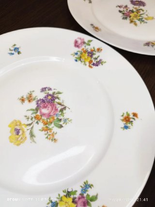 LIMOGES 8 Platos Llanos Porcelana Francesa