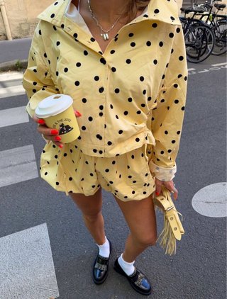 Chaqueta de Lunares con Frunces