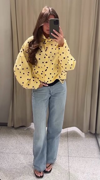 Chaqueta de Lunares con Frunces