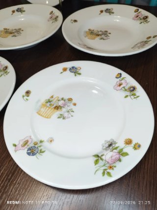 LIMOGES 8 Platos Llanos Vintage Porcelana