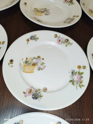 LIMOGES 8 Platos Llanos Vintage Porcelana