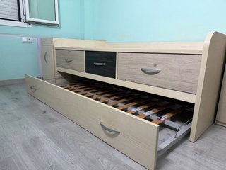 Cama con Cama Supletoria, Cajones y Zapatero