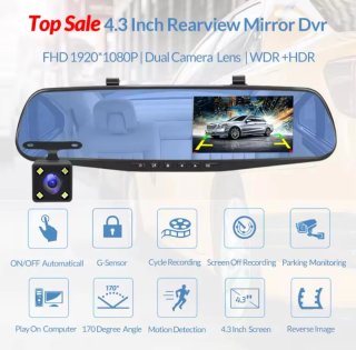 Espejo Retrovisor Dashcam 4.3 Pulgadas