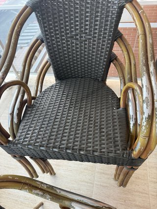 4 Sillas de terraza ratán y aluminio