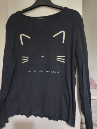 Camiseta Oysho Gato Negra Talla M
