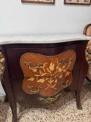 Set muebles recibidor Luis XIV mármol y madera