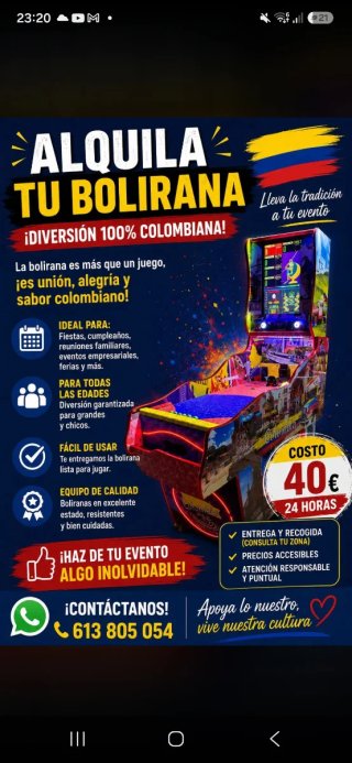 Alquiler Bolirana 100% Colombiana