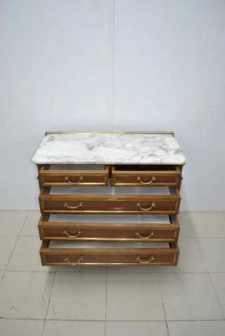 Antigua cómoda Luis XVI madera y mármol