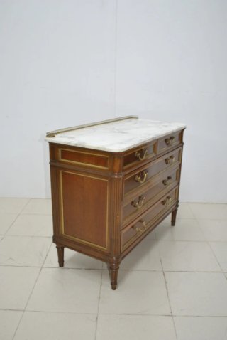 Antigua cómoda Luis XVI madera y mármol