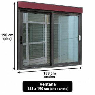 Ventana aluminio corredera 188x190 cm