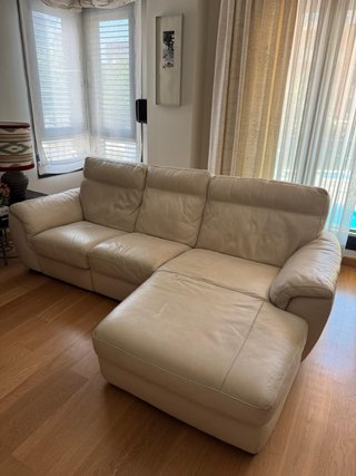 Sofá Chaise Longue Natuzzi Piel Beige