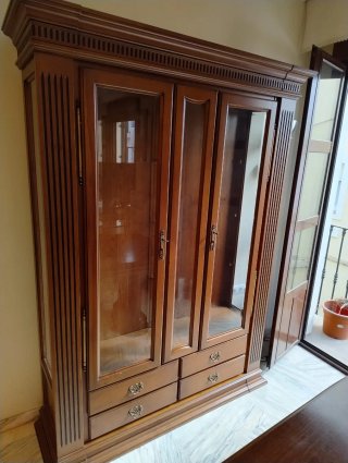 Vitrina de madera y cristal