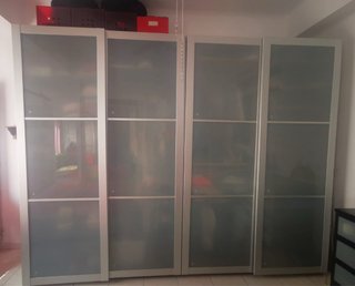 2 Armarios con Puertas de Cristal y Aluminio