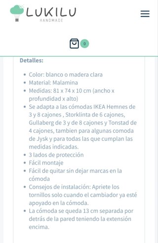 Extensor para Cómoda Cambiador