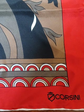 Pañuelo Seda Vintage CORSINI Rojo/Negro 77x77cm