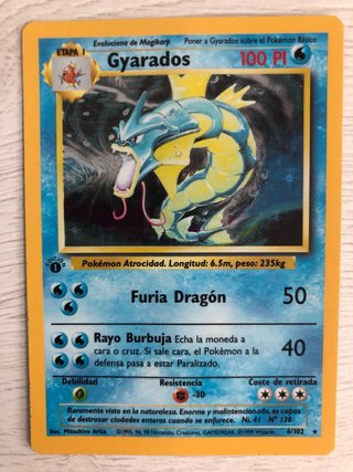 Carta Pokémon Gyarados Holo 1ª Edición