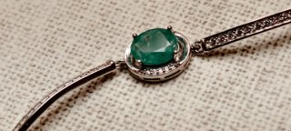 Pulsera Plata S925 Esmeralda Natural Ovalada