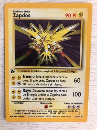 Carta Pokémon Zapdos Holo Edición 1