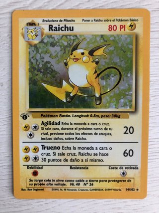 Carta Pokémon Raichu Holo Edición 1