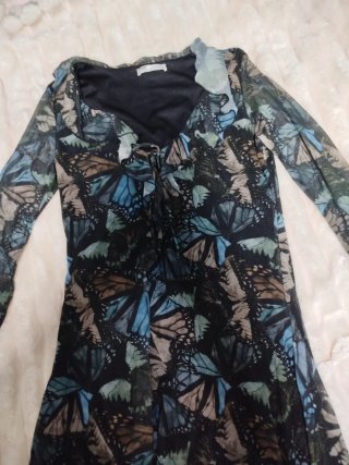 Vestido mujer mariposas manga larga