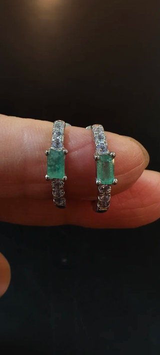Pendientes Plata con Esmeralda Rectangular